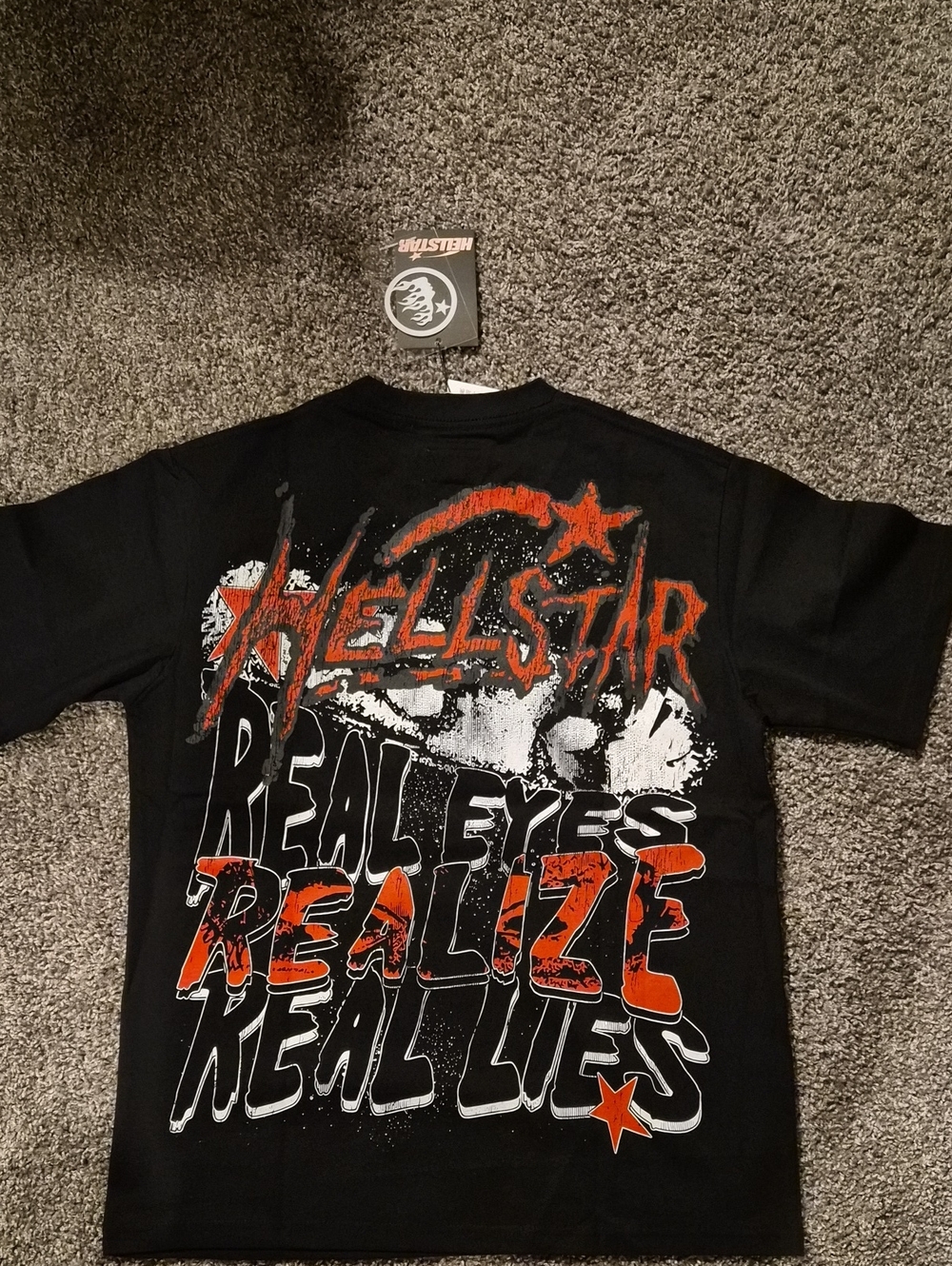 Hellstar Black Graphic Tee - Real Eyes Realize Real Lies